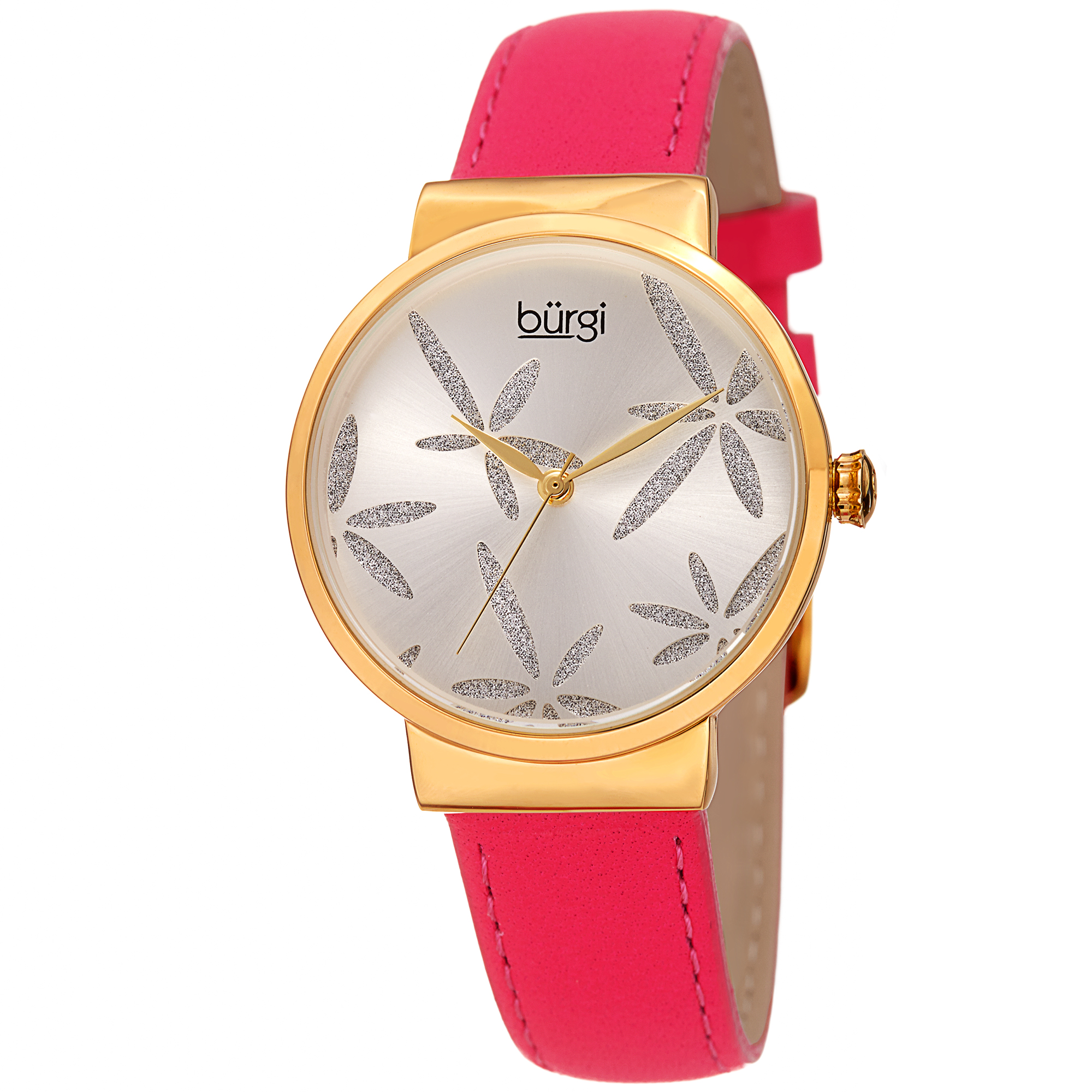 Burgi Sparkling Flower Quartz Silver Dial Ladies Watch BUR191PK
