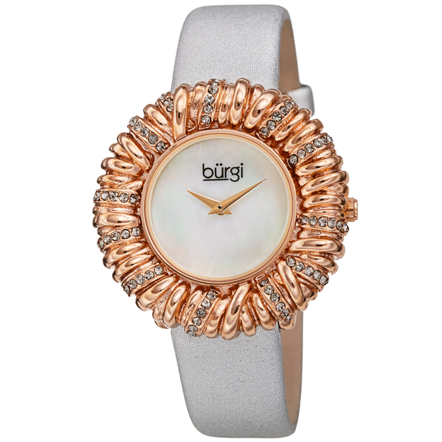 Burgi Twisted Bezel Quartz Grey Dial Ladies Watch BUR255GY