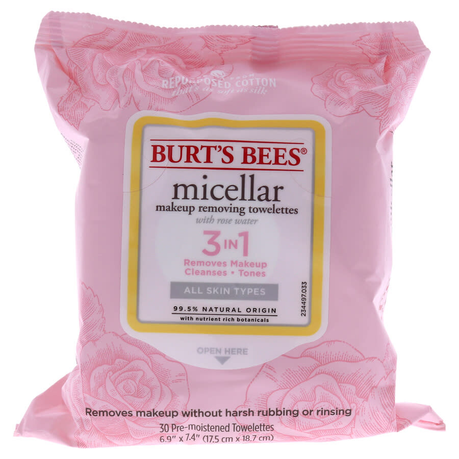 Burt's Bees Ladies Micellar Makeup Removing Towelettes Rose Water Skin Care 792850908369 In Pink