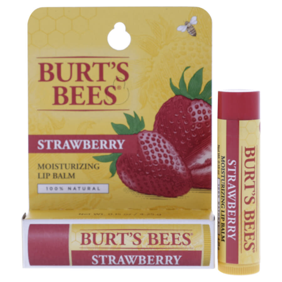 Burt's Bees Unisex Moisturizing Lip Balm 0.15 oz Strawberry Skin Care 792850897694 In Red