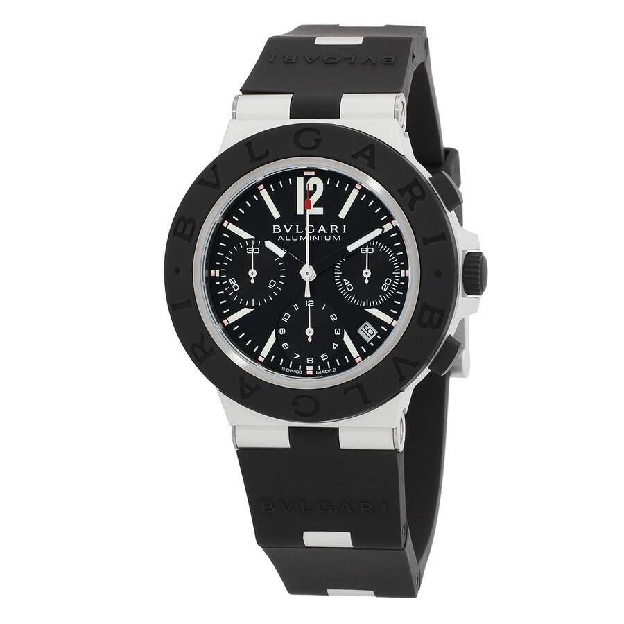 【286】 TKP Bvlgari Aluminium 41 Chronograph Automatic Black Dial Men's