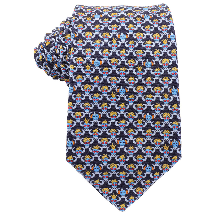 Bvlgari Animal Printed Silk Tie In Blue