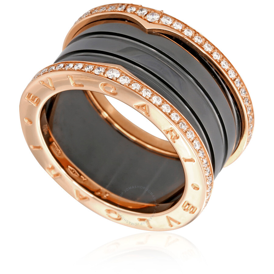 Bvlgari B.Zero1 18K Pink Gold And Black Ceramic 4-Band ...