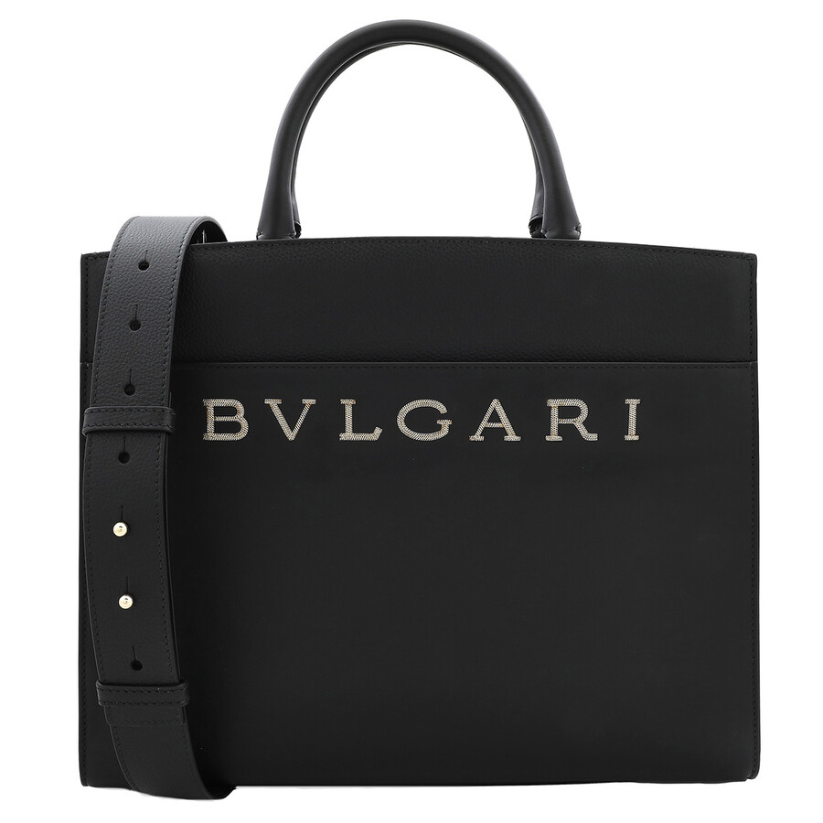 Bvlgari Black Leather Logo Tote 291652 8052749234668
