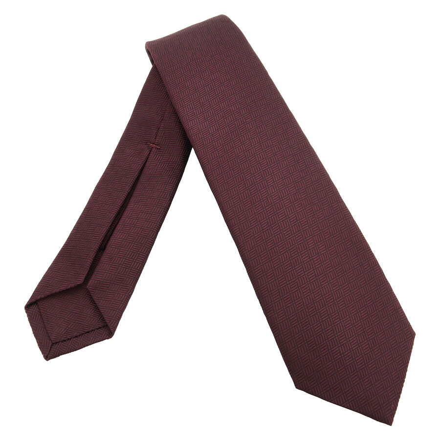 Bvlgari Burgundy"b3d" Fine Jacquard Silk Evening Tie In Red