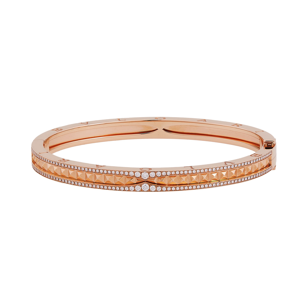 Bvlgari B.zero1 Rock Bracelet in 18K Rose Gold with Pave Diamonds