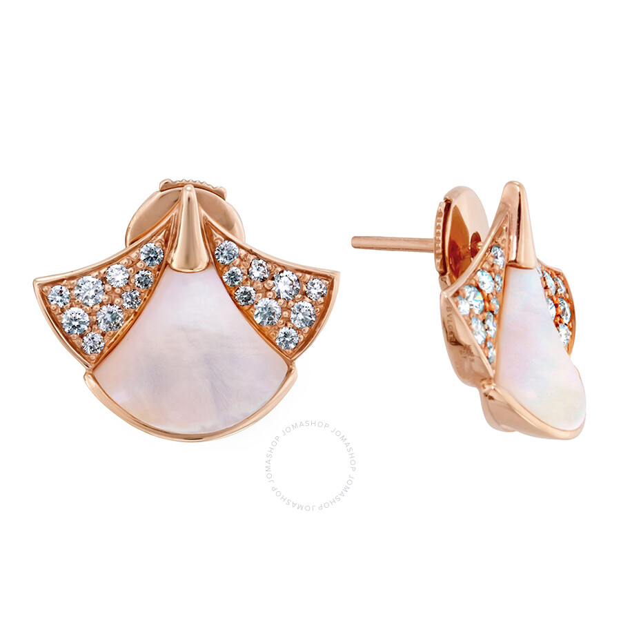 Bvlgari Divas Dream 18k Pink Gold Mother Of Pearl Diamond Earrings Bvlgari Divas Dream 18k Pink Gold Mother Of Pearl Diamond Earrings 350483