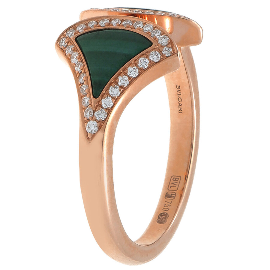 Bvlgari Divas' Dream Ring In 18k Rose Gold With Malachite And Pave Diamonds In Pink/rose Gold Tone/gold Tone