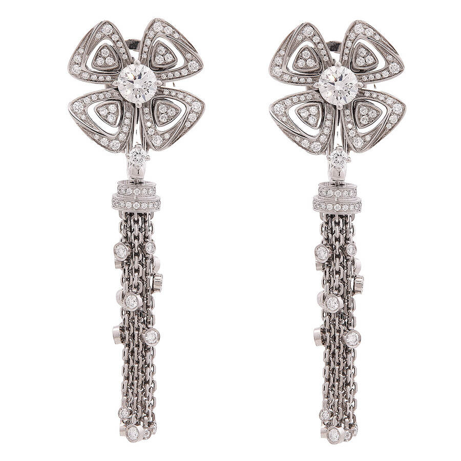 Bvlgari Fiorever 18 Kt White Gold Diamonds Earrings 354528