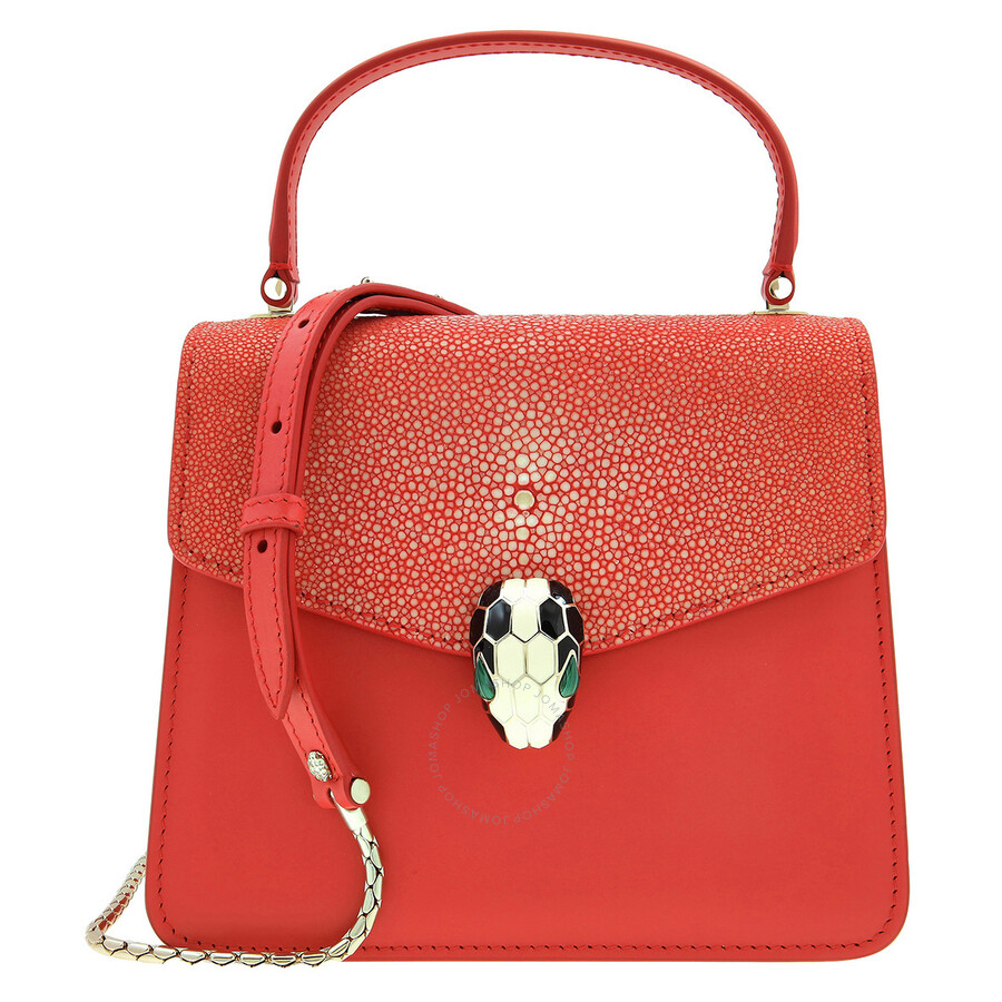 Bvlgari Galuchat Serpenti Forever Crossbody In Red