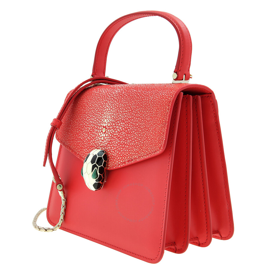 Bvlgari Galuchat Serpenti Forever Crossbody In Red