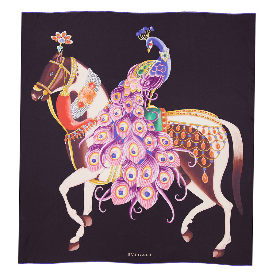 Heritage Peacock Printed Silk Scarf