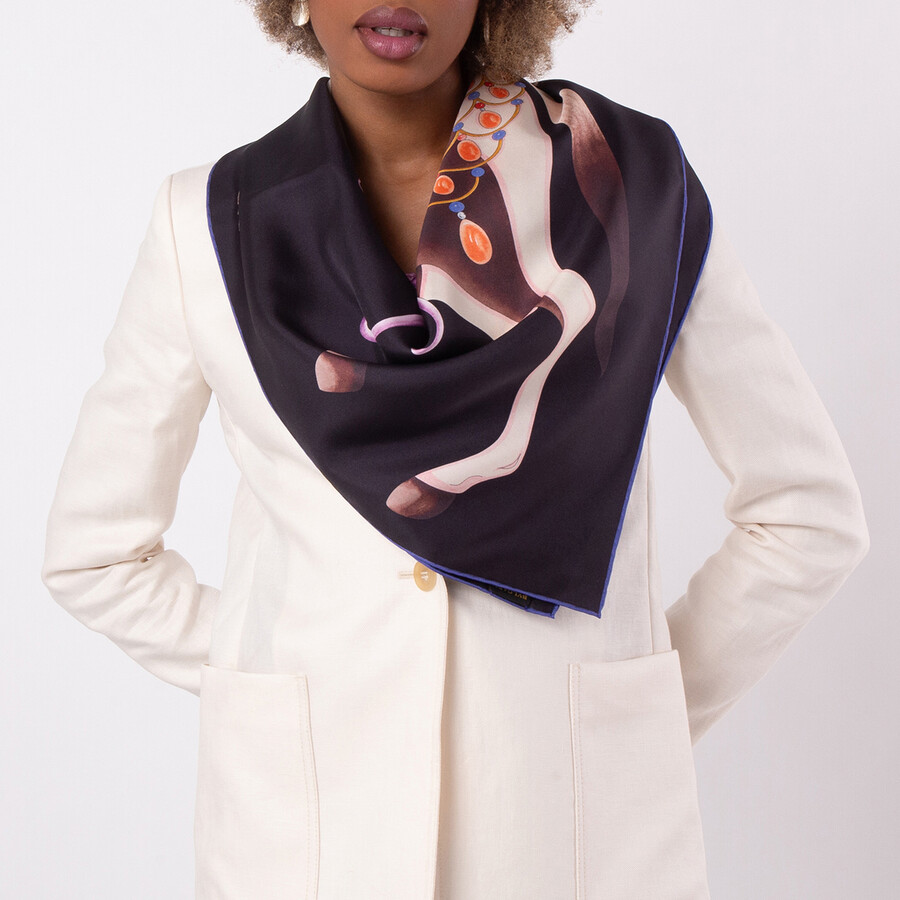 Heritage Peacock Printed Silk Scarf