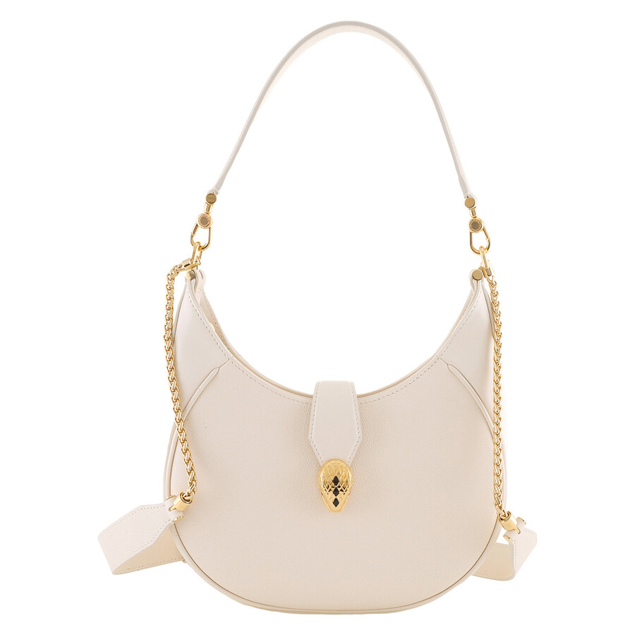Bvlgari Ivory Serpenti Ellipse Leather Shoulder Bag 291639 In White