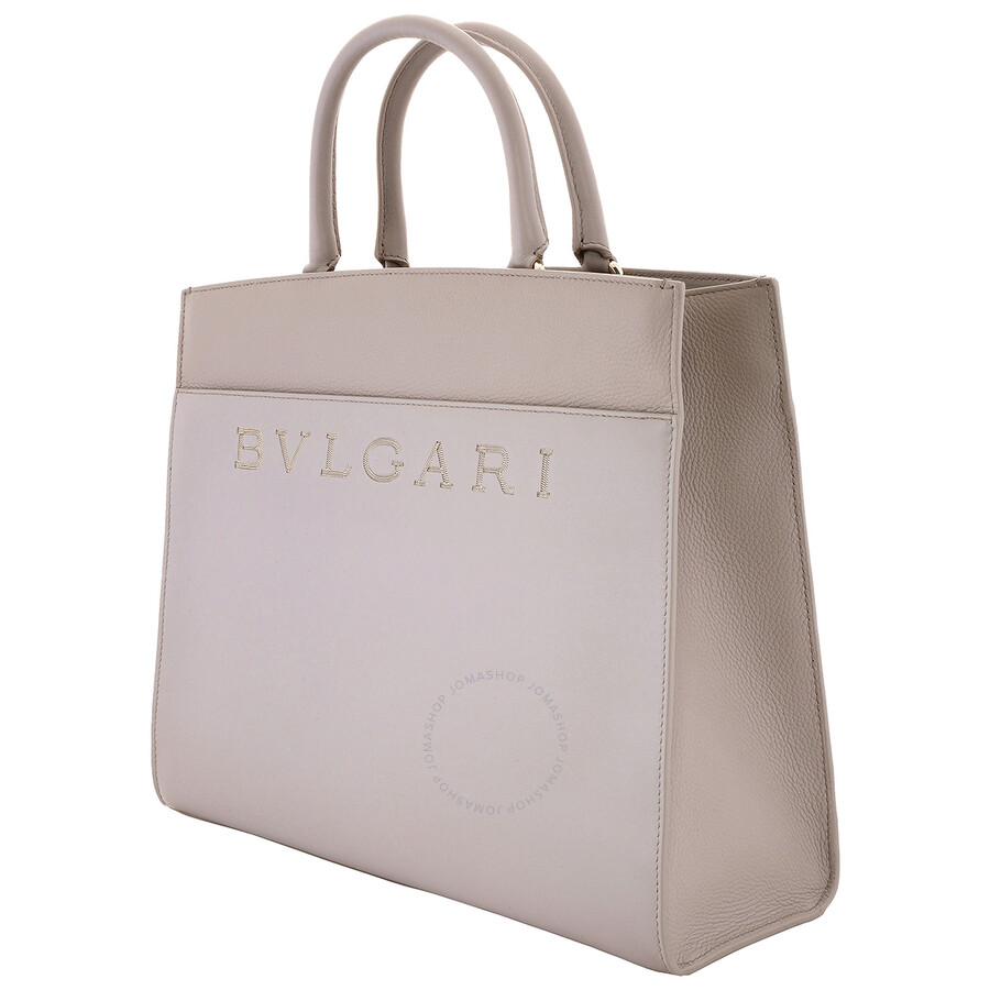 Bvlgari Leather Logo Embossed Tote Bag