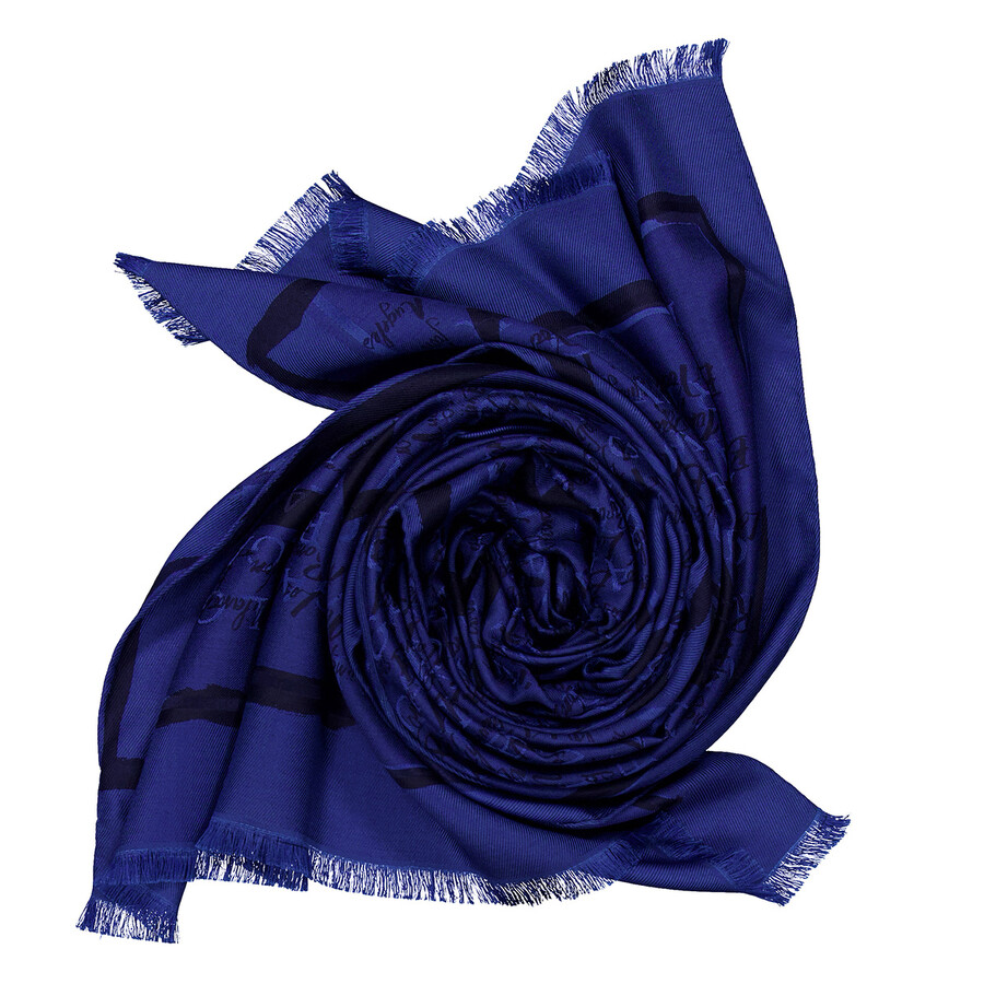 Bvlgari Logomania Lettere Maxi Metropolis Shawl In Blue
