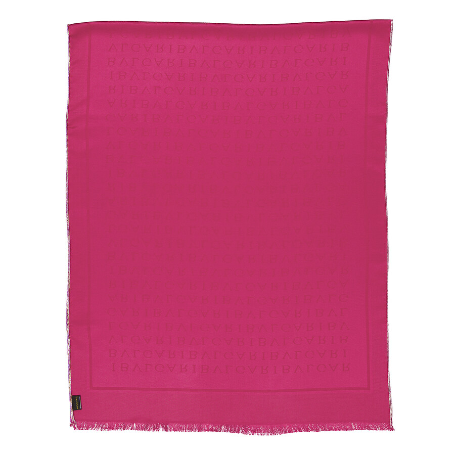Bvlgari Logomania Lettere Maxi Silk Wool Stole In Pink