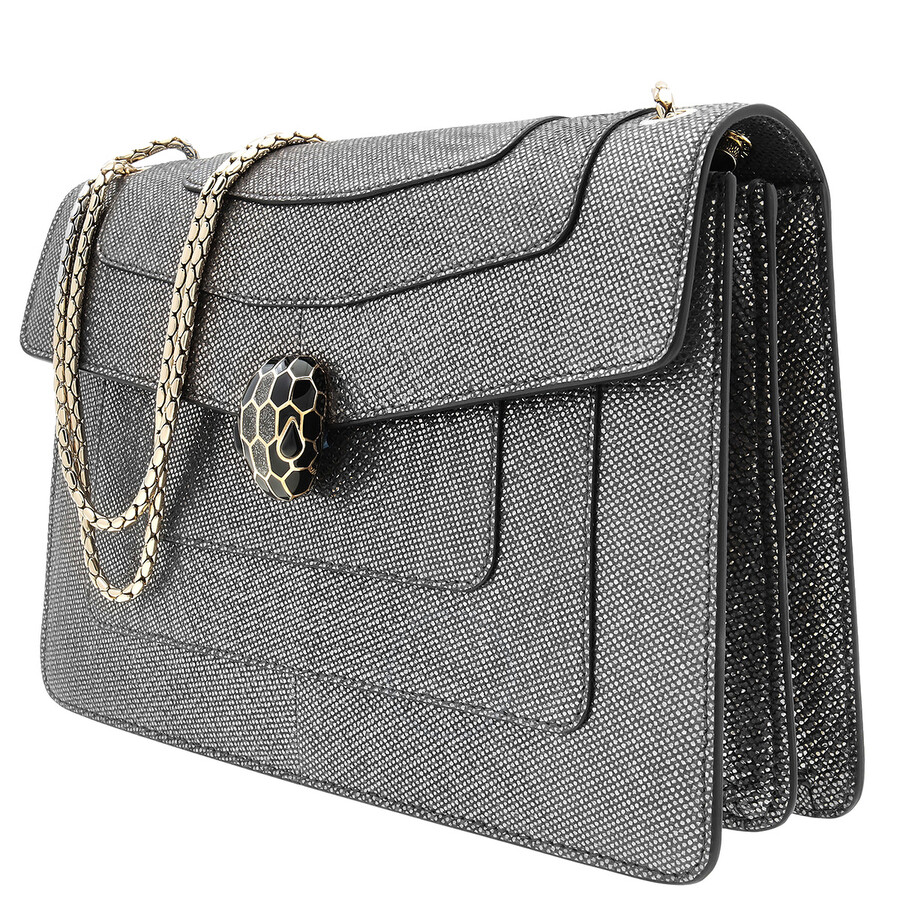 Bvlgari Metallic Grey Serpenti Forever Shoulder Bag