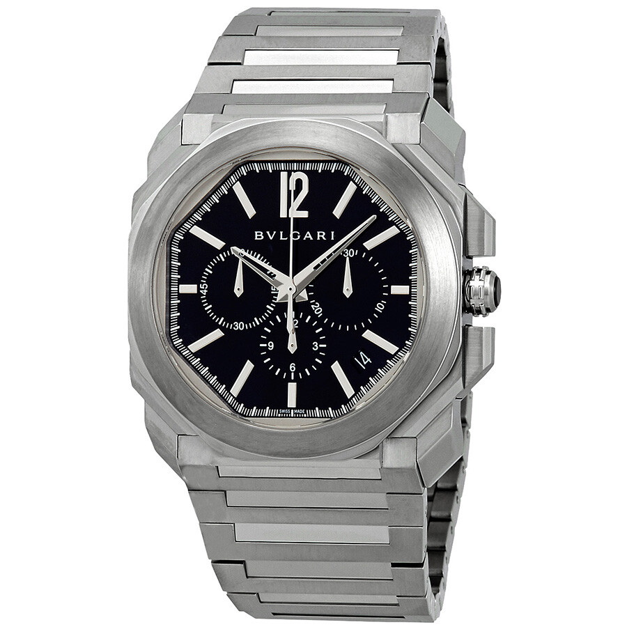 Bvlgari Octo Velocissimo Black Dial Stainless Steel Chronograph Men's