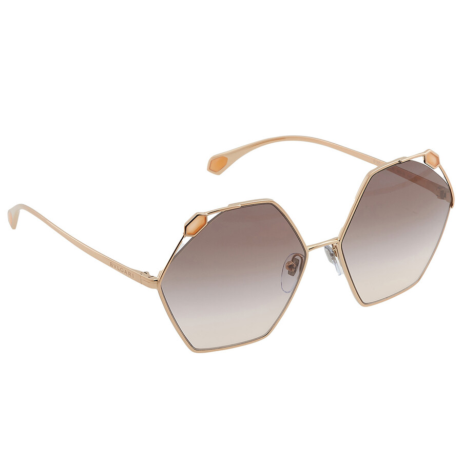 Bvlgari Pink Gradient Grey Hexagonal Ladies Sunglasses Bv6160 20143b 58 In Grey/pink