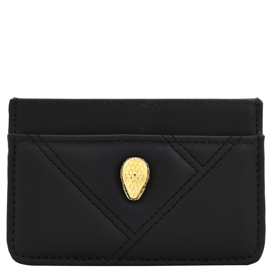 Bvlgari Serpenti Cabochon Leather Card Case In Black