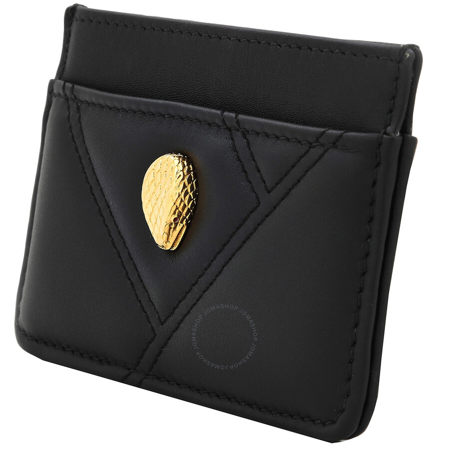 Bvlgari Serpenti Cabochon Leather Card Case In Black