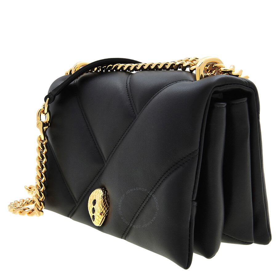 Bvlgari Serpenti Cabochon Leather Shoulder Bag In Black In Black