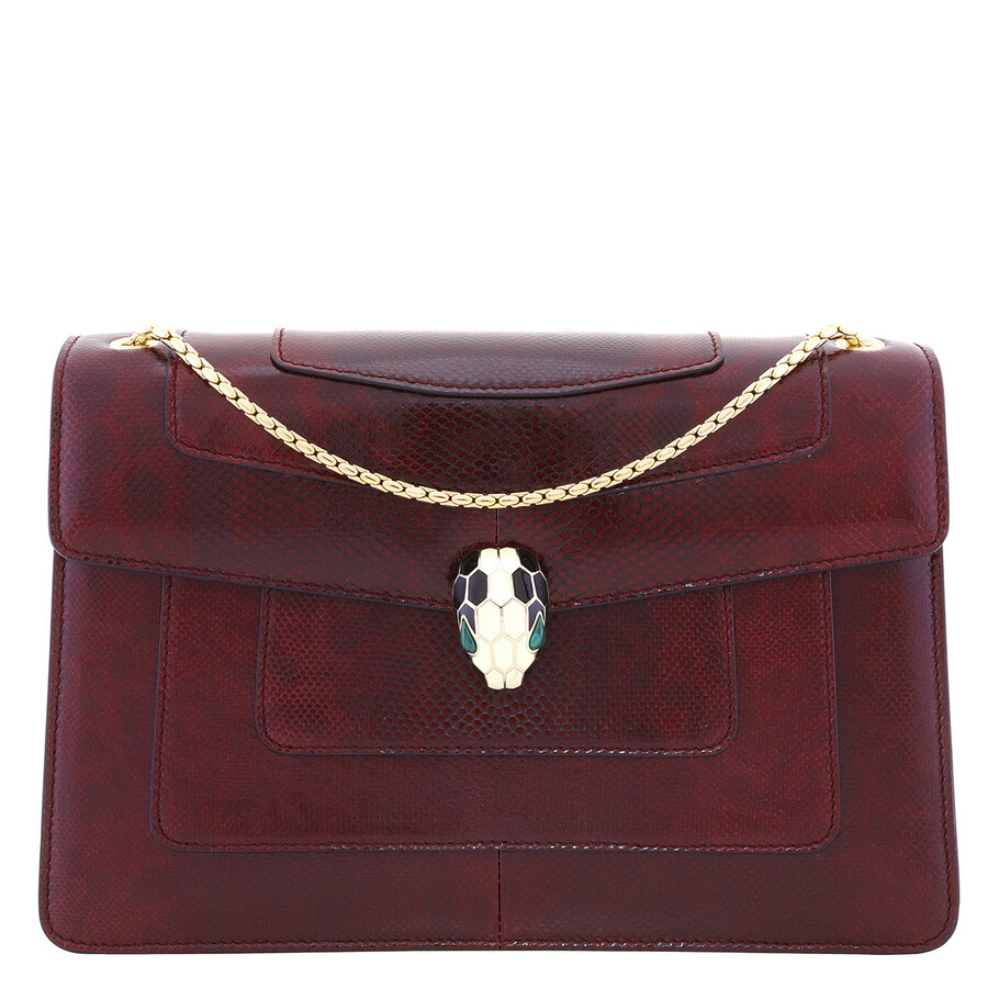 Bvlgari Serpenti Forever Burgundy Flap Shoulder Bag In Red