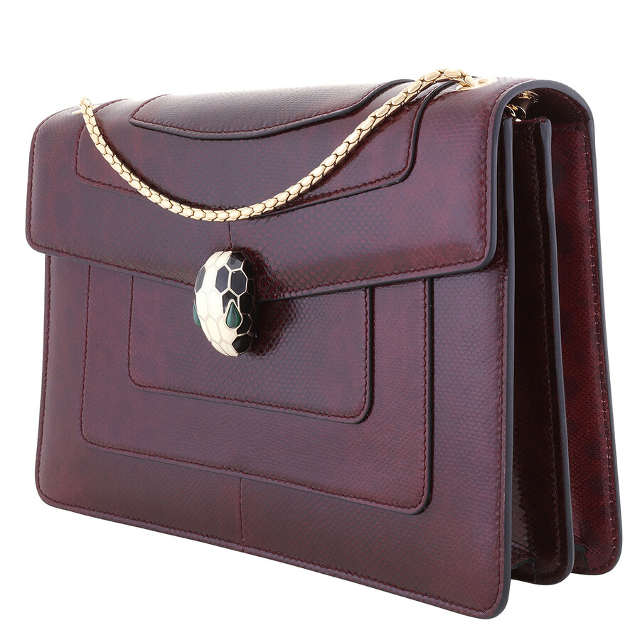 Bvlgari Serpenti Forever Burgundy Flap Shoulder Bag In Red