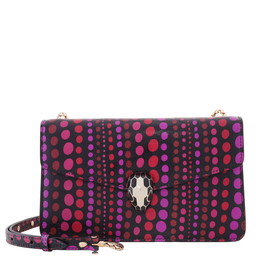 Bvlgari Serpenti Forever Flap Bag Elaphe Polka Dots In Red