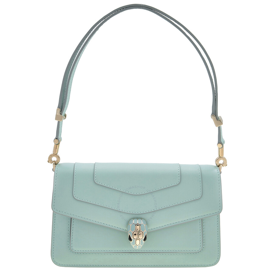 Bvlgari Serpenti Forever Leather East-west Shoulder Bag In Blue