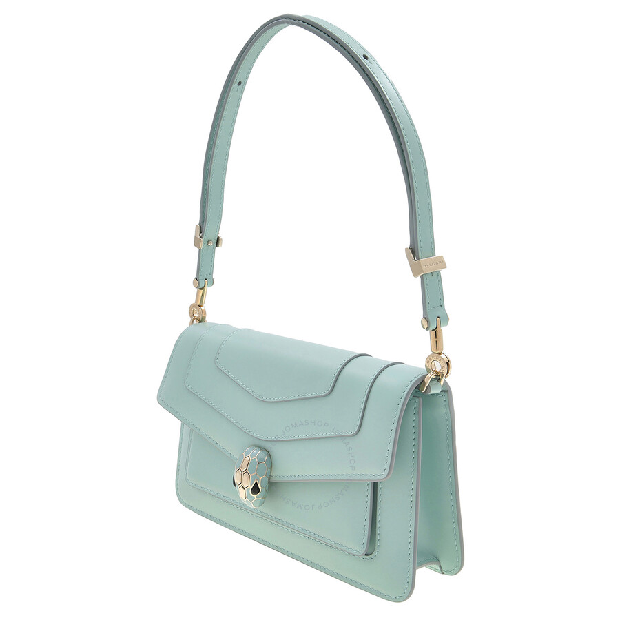 Bvlgari Serpenti Forever Leather East-west Shoulder Bag In Blue