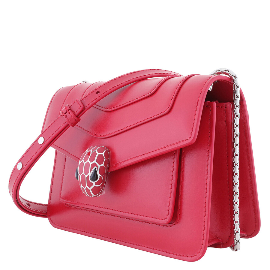 Bvlgari Serpenti Forever Leather Shoulder Bag In Red