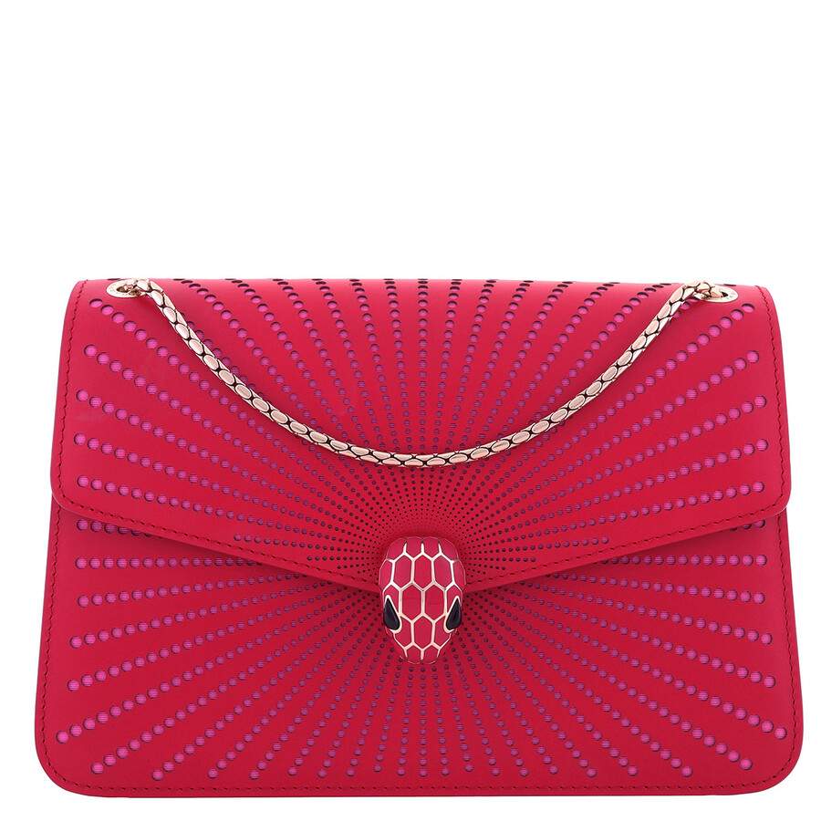 Bvlgari Serpenti Forever Leather Shoulder Bag In Red