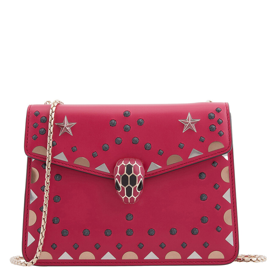 Bvlgari Serpenti Forever Star Studs Shoulder Bag In Pink