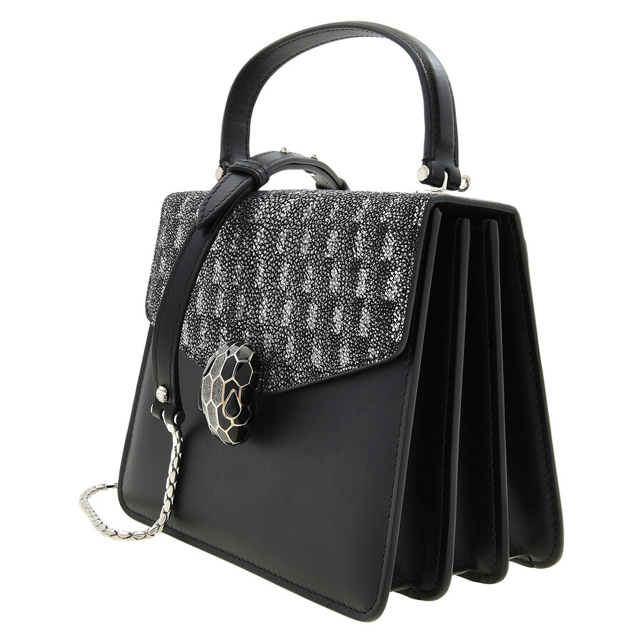 Bvlgari Serpenti Forever Top Handle Bag In Black
