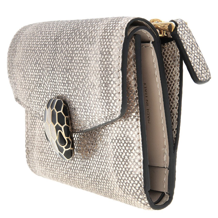 Bvlgari Serpenti Forever Trifold Compact Wallet In Sand