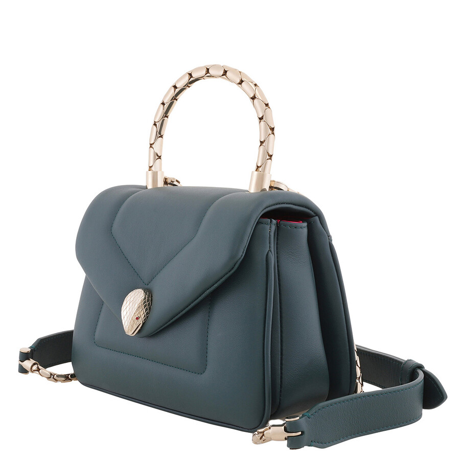 Bvlgari Serpenti Reverse Top Handle Bag In Green