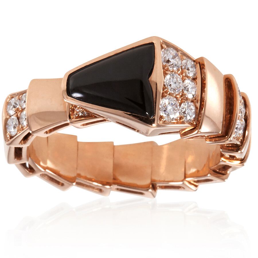 Bvlgari Serpenti Ring With Onyx And Demi Pave Diamonds