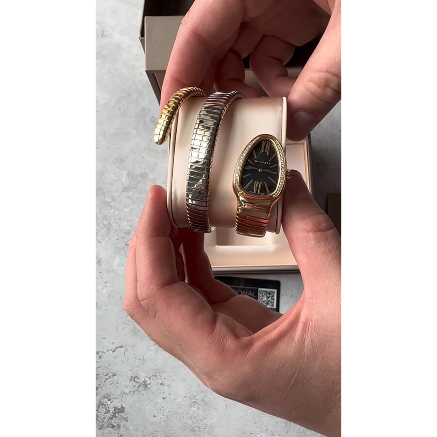 Bvlgari Serpenti Tubogas Quartz Diamond Black Dial Ladies Watch
