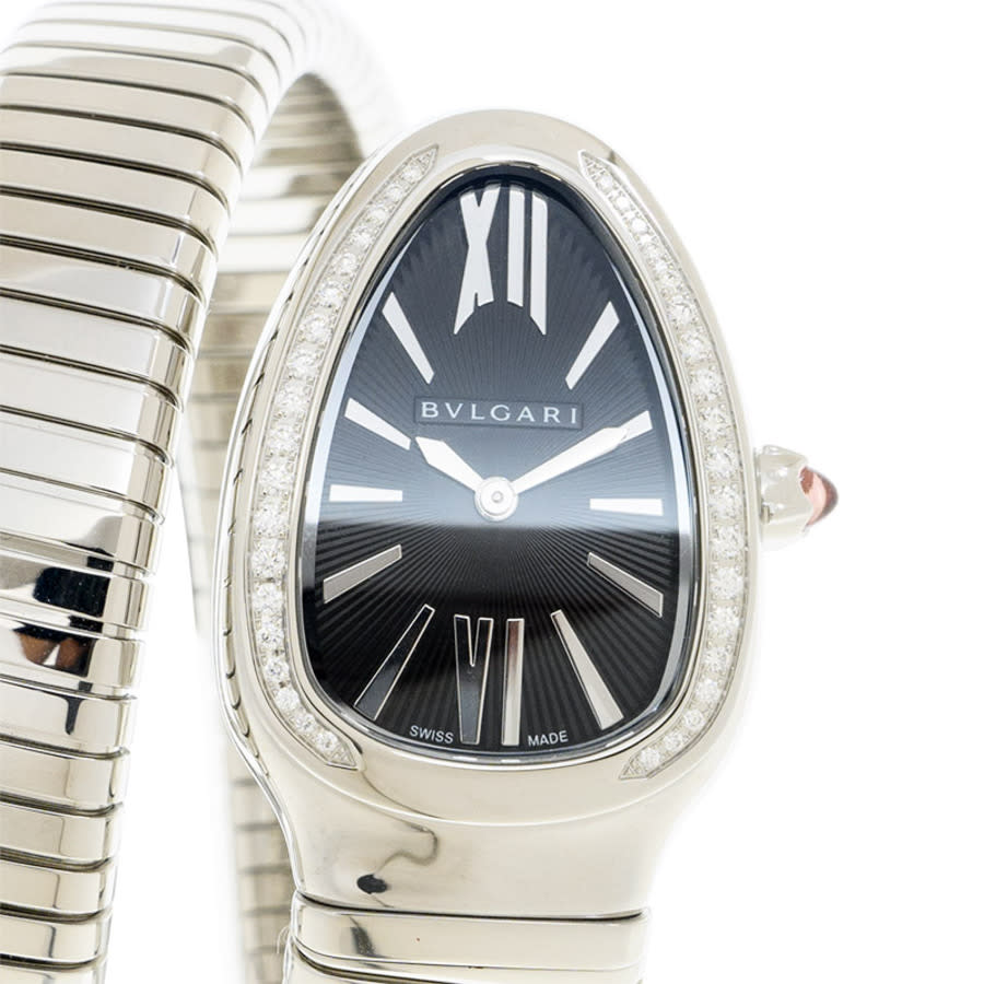 Bvlgari Serpenti Tubogas Quartz Diamond Black Dial Ladies Watch