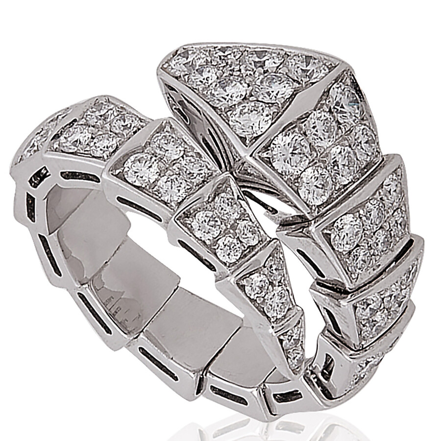 Bvlgari Serpenti Viper Diamonds 18k White Gold Ring In White/gold Tone