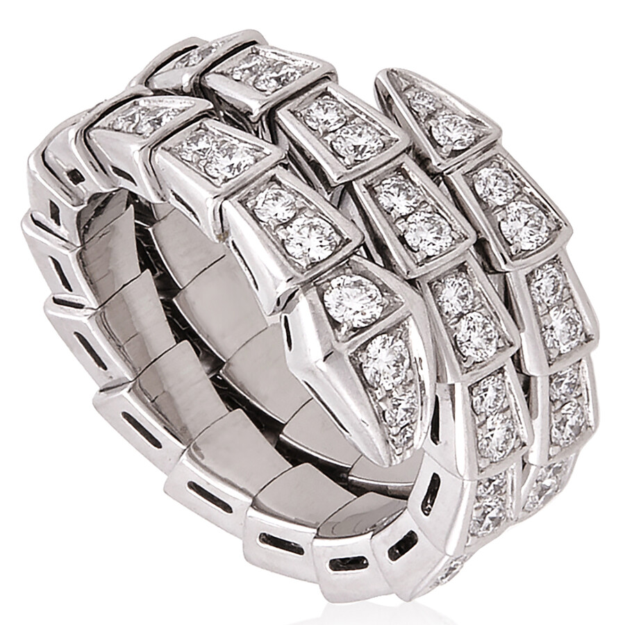 Bvlgari Serpenti Viper Two-Coil Ring In 18 Kt White Gold
