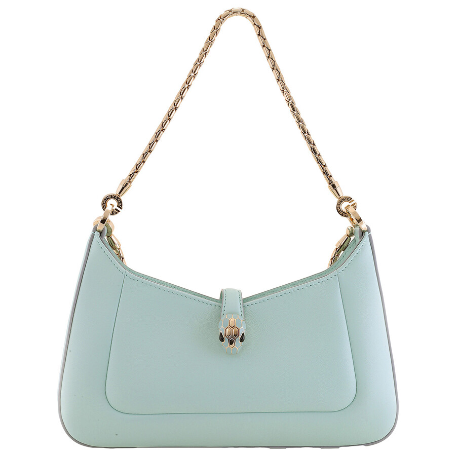 Bvlgari Womens Light Blue Serpenti Forever Leather Shoulder Bag In Blue