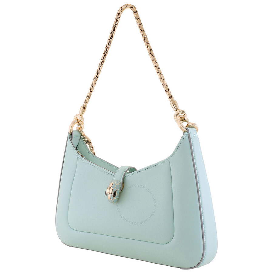 Bvlgari Womens Light Blue Serpenti Forever Leather Shoulder Bag In Blue