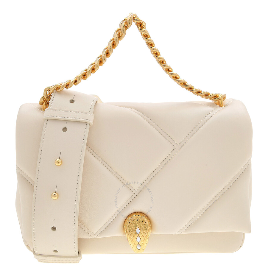 Bvlgari Womens White Serpenti Cabochon Maxi Chain Quilted Leather Cross-body Bag In White