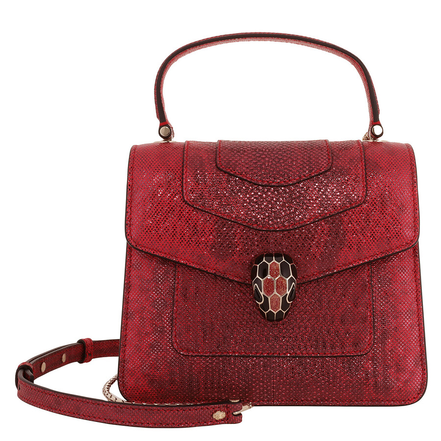Bvlgari Small Serpenti Forever Top Handle Bag In Red
