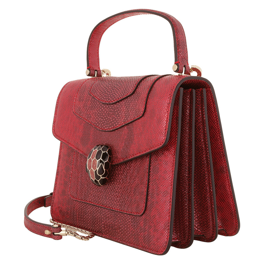 Bvlgari Small Serpenti Forever Top Handle Bag In Red
