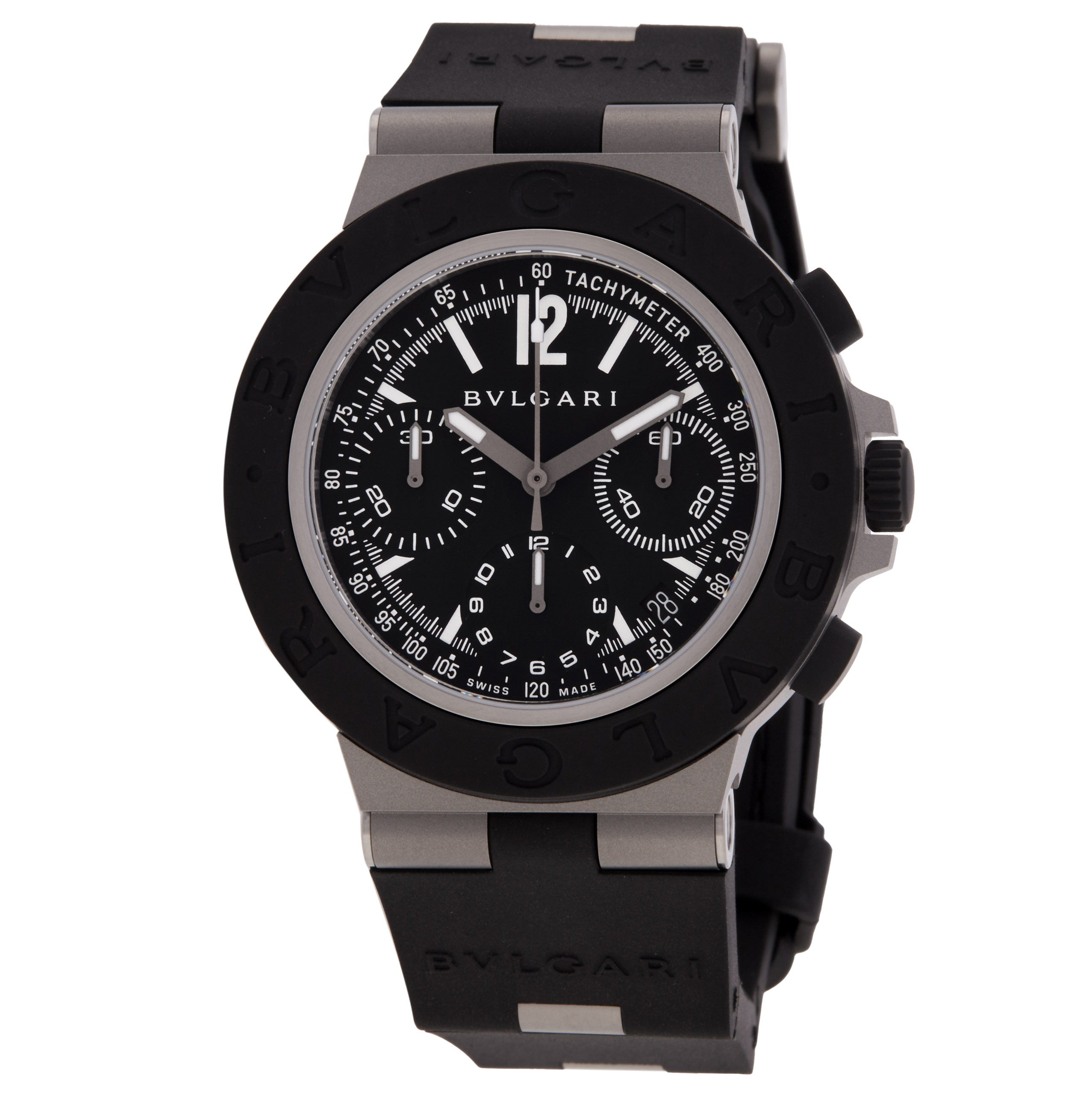 Bvlgari Titanio Chronograph Automatic Black Dial Men's Watch 104299