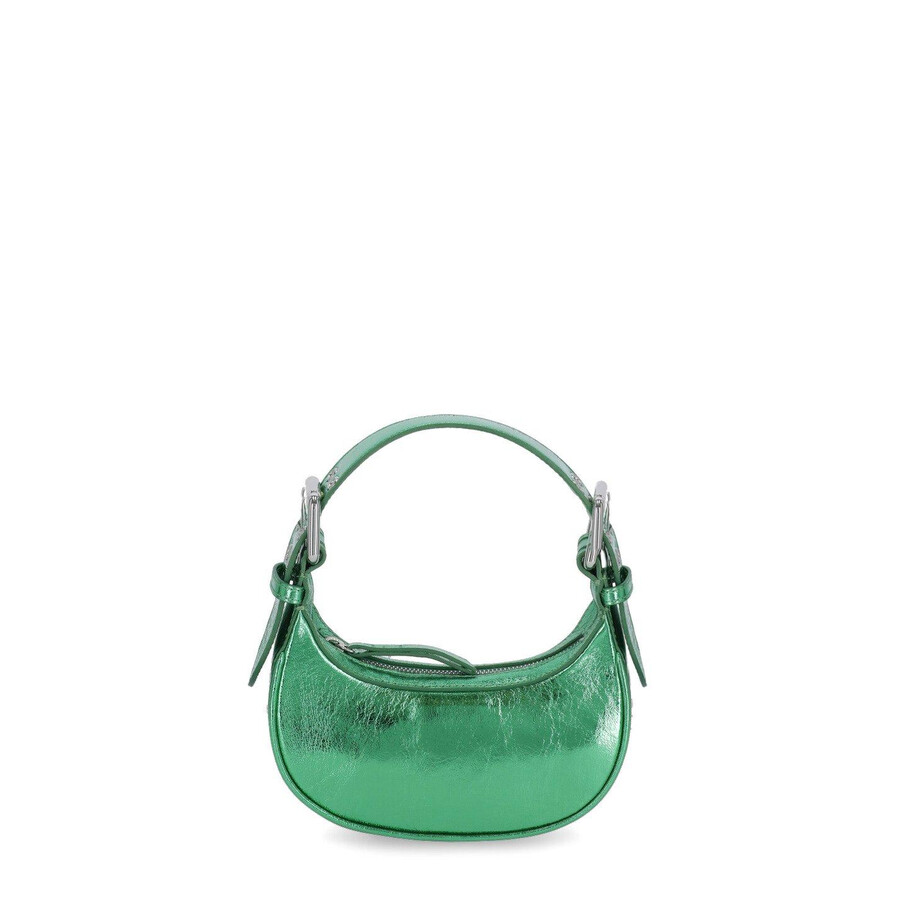By Far Metallic Zipped Shoulder Bag In Green